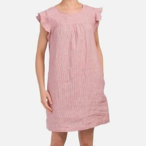 Cynthia Rowley pin stripe ruffle linen dress M